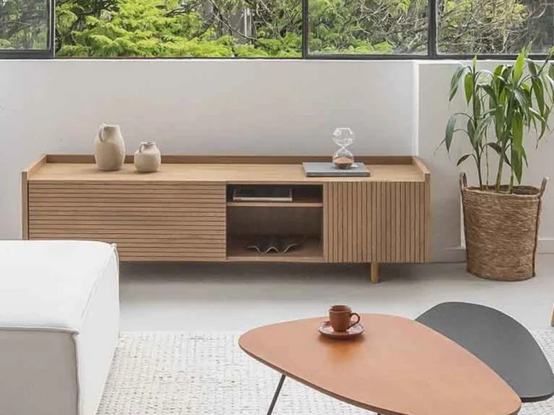Rack PLISSE 1.60 m Madera en Madera natural - Muebles para TV, Uruguay | Finkel, vista 3