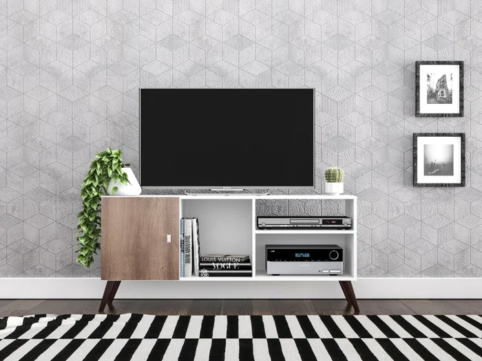 Rack Tv Linea Retro Mesa De Living 1 Puerta Rt3014 Blanco en Blanco - Muebles para TV, Uruguay | Soy Hogar, vista 5