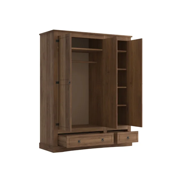 Ropero 3 Puertas 2 Cajones Madera - Linea Mexicana - Oscuro - Roperos y placares, Uruguay | Rústico Hogar, vista 3