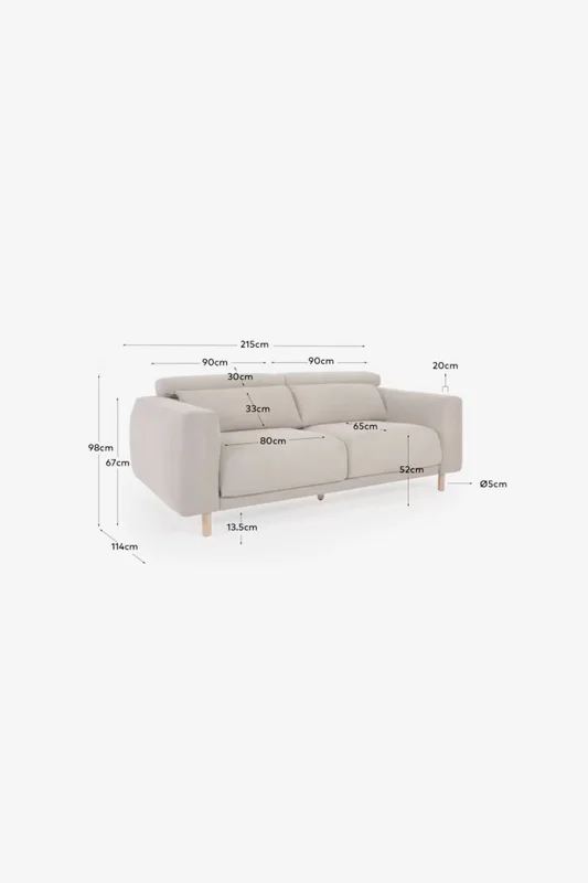 Sofá Singa 3 Plazas - Beige 215 Cm en Beige - Sillones y sofás, Uruguay | Kavehome, vista 9