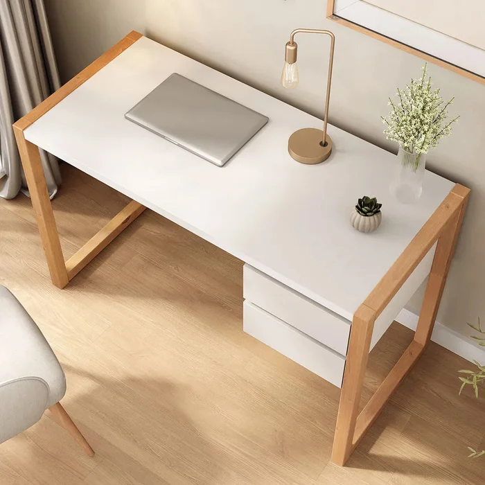 Escritorio con cajones 120cm Atena - Patas en Madera Maciza en Blanco - Escritorios, Uruguay | Balton, vista 6