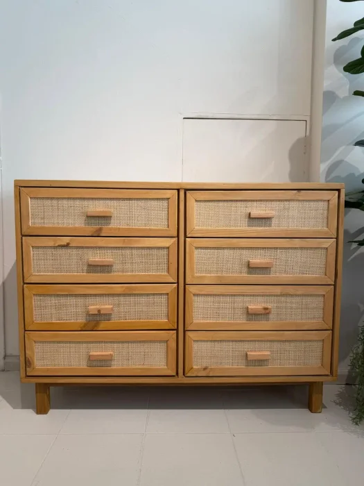 Comoda 8 cajones en Madera natural - Muebles para TV, Uruguay | FMB