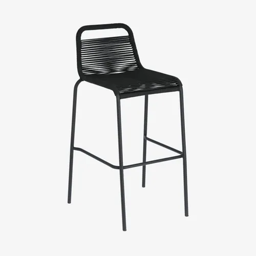 Taburete Lambton de cuerda - negro y acero con acabado negro altura 74 cm en Negro - Butacas, banquetas y puffs, Uruguay | Kavehome