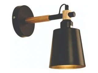 Lámpara de pared madera y hierro E27 Negra en Negro, Uruguay | Que Sal Muebleria, vista 3