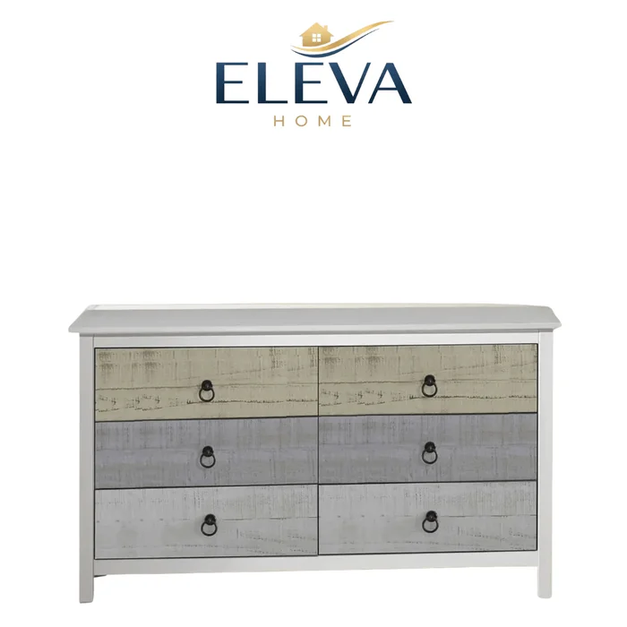 Comoda 6 cajones Linea Flora - Blanco en Blanco - Cómodas, Uruguay | Nario Hogar