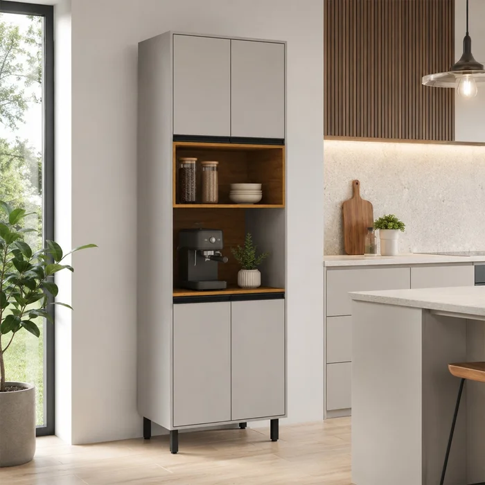 Panelero Modular 4 Puertas Con Estantes Mdp en Gris - Muebles, Uruguay | Soy Hogar, vista 2