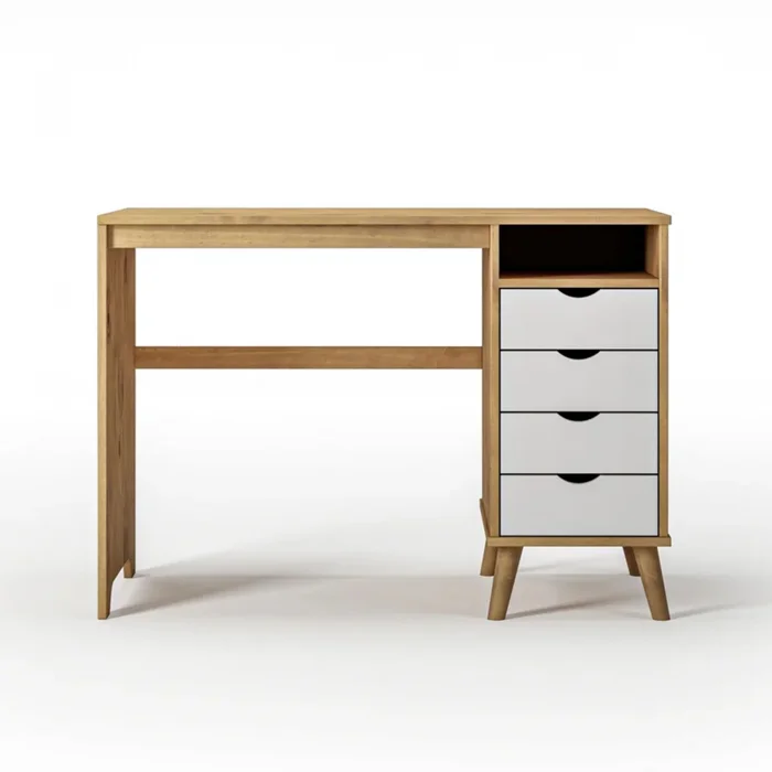 Escritorio 4 Cajones 1 Nicho - Linea Dublin en Madera natural - Escritorios y sillas de escritorio, Uruguay | Rústico Hogar, vista 3