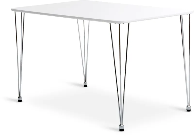Mesa de comedor BANNERUP 76x120 blanco/cromo en Blanco - Mesas de comedor, Uruguay | JYSK