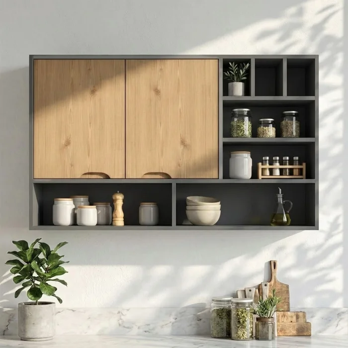 Aereo Combinado 2 Puertas Con Estantes 100% Mdp en Multicolor - Muebles, Uruguay | Soy Hogar, vista 2