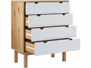 Comoda 4 C Mel/Gris Linea Nordica en Madera Maciza en Mel/Blanco - Cómodas, Uruguay | Quesal, vista 3