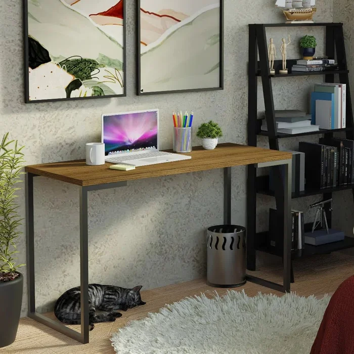 Mesa de escritorio Industrial Madera y Hierro 120cm en Negro - Escritorios, Uruguay | Balton, vista 20