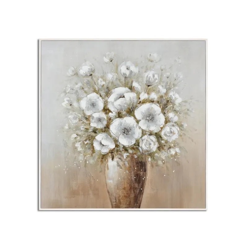 CUADRO CANVAS 60x60cm MARCO FLORES BLANCAS 2 en Multicolor - Decoración de pared, Uruguay | Koz