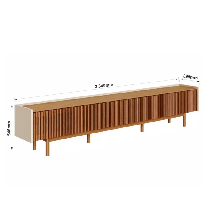 Rack de TV Dune Ripiado 2.6 - Línea Nevada - Blanco/Natural en Madera natural - Muebles para TV, Uruguay | Ecowood, vista 4
