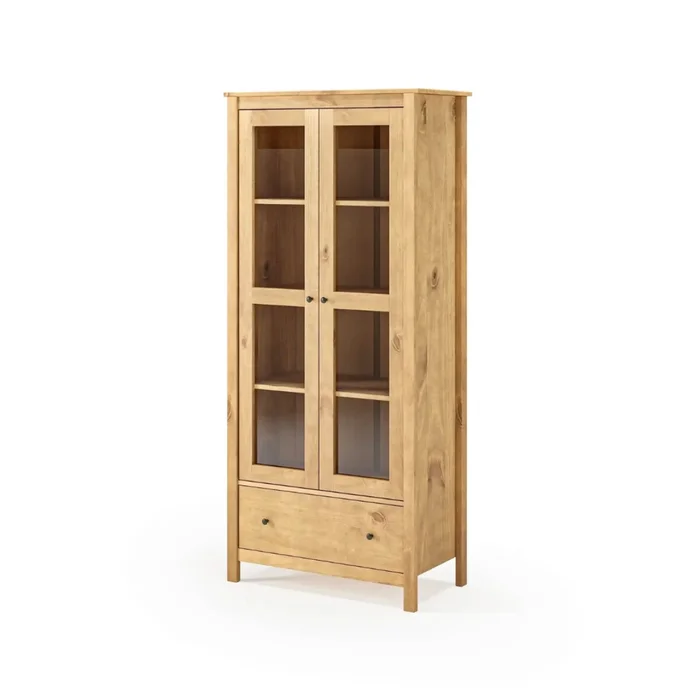 Cristalero 2 Puertas 1 Cajón Material Natural - Mari - Miel en Madera natural - Aparadores y recibidores, Uruguay | Rústico Hogar, vista 2
