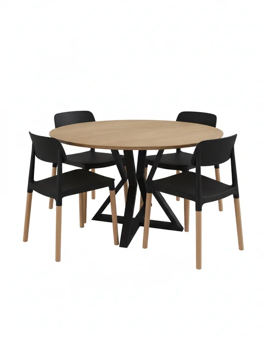 Juego de Comedor Mesa louvre olmo + 4 silla Belloch negra en Negro - Sillas, Uruguay | Berna home