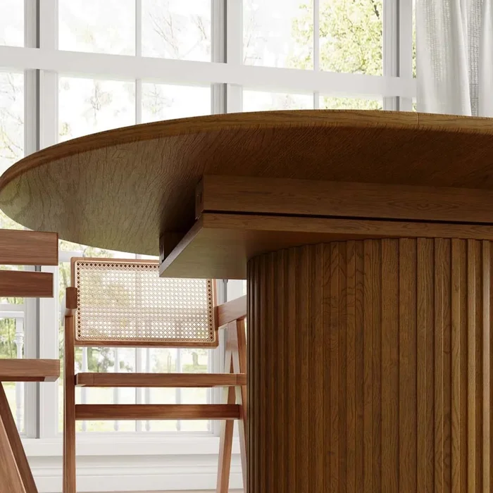 MESA DE COMEDOR VENTAGLIO Roble Claro CIRCULAR en Marrón - Mesas de comedor, Uruguay | Viasono, vista 4