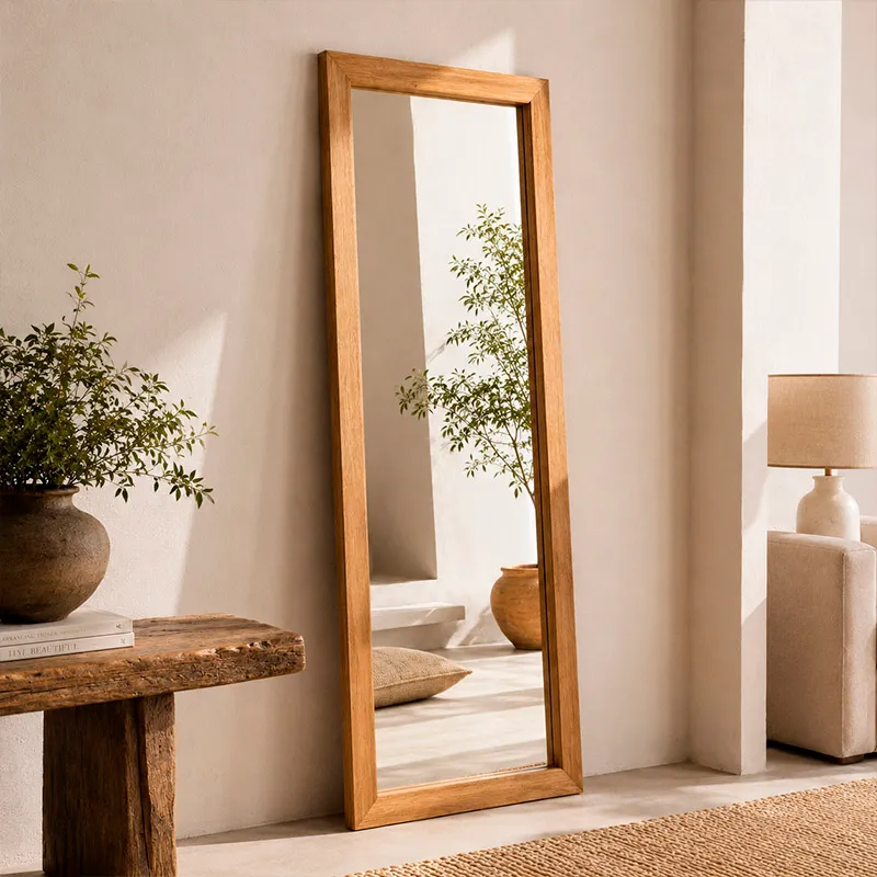 Espejo con marco de madera maciza color natural en Madera natural - Espejos, Uruguay | Alta Gracia Deco