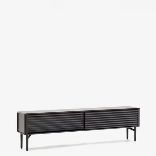 Mueble TV Lenon 200 x 57 cm de madera maciza y - chapa de roble negro en Negro - Muebles para TV, Uruguay | Kavehome