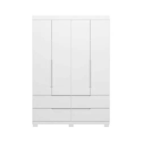 Ropero 4 puertas 4 cajones - Doble - Blanco en Blanco - Roperos y placares, Uruguay | Rústico Hogar