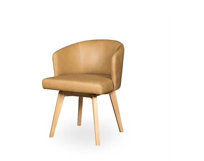 SILLA HERNAN GIRATORIA ROBLE Y CUERO CAMEL en Beige - Sillas, Uruguay | Más Infinito Casa, vista 2
