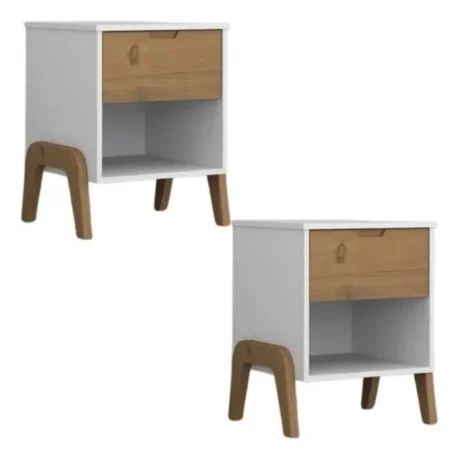 Promo 2 Mesa de luz 1 cajon Linea Veneza - Blanco/Miel en Multicolor - Mesas de luz, Uruguay | La Cueva Muebles, vista 9