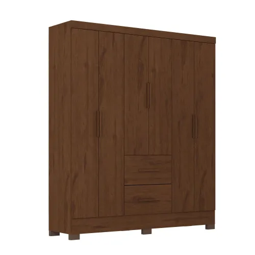 Ropero Max 6 Puertas 2 Cajones - Línea Glam - Nogal en Marrón - Roperos y placares, Uruguay | Ecowood