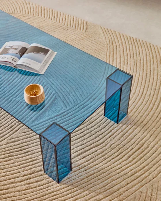 Mesa de centro Adularia de cristal templado - azul 140 x 60 cm en Azul - Mesas de living, Uruguay | Kavehome, vista 3