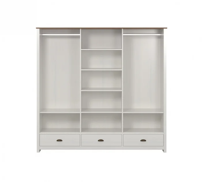 Ropero 3 puertas corredizas 3 cajones - Madera maciza - Blanco en Blanco - Roperos y placares, Uruguay | Rústico Hogar, vista 2