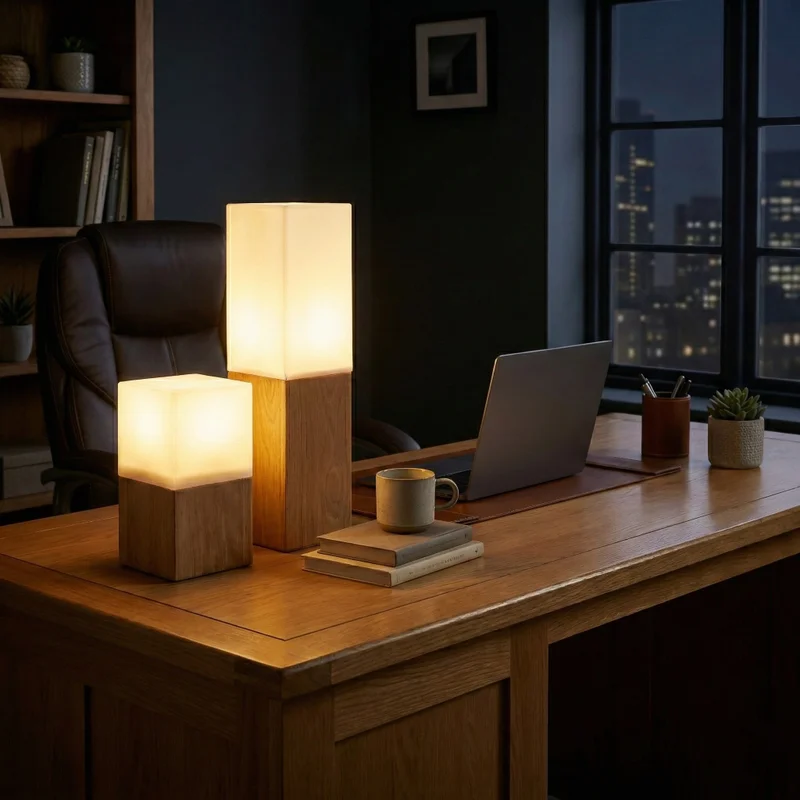 Lámpara de Mesa Block Duo en Madera natural - Lámparas de mesa, Uruguay | La Perla, vista 3