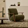 Butaca Meghan de chenilla - de chenilla verde y madera maciza de fresno con acabado nogal FSC Mix Credit en Verde - Butacas, banquetas y puffs, Uruguay | Kavehome, vista 2 de 9