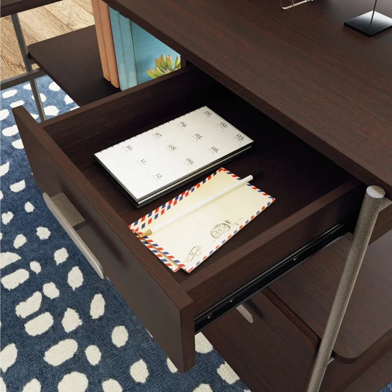 Escritorio en L dos Cajones - Sauder - Linea Radial en Marrón - Escritorios, Uruguay | Ecowood, vista 5