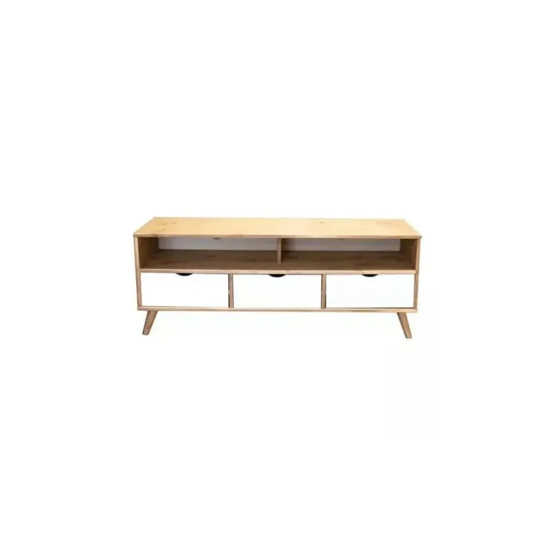Rack 3 Cajones Madera Blanco - Línea Berlín en Multicolor - Muebles para TV, Uruguay | Ecowood