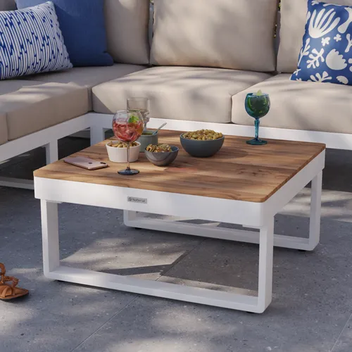 Mesa de centro Persea Blanca Cuadrada en Blanco - Muebles para el exterior, Uruguay | Naterial Uruguay