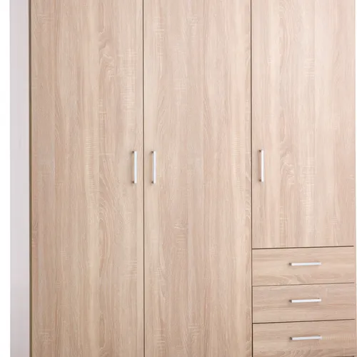 Armario FANDRUP 145x176 3 puertas 3 caj roble cl en Madera natural - Roperos y placares, Uruguay | JYSK