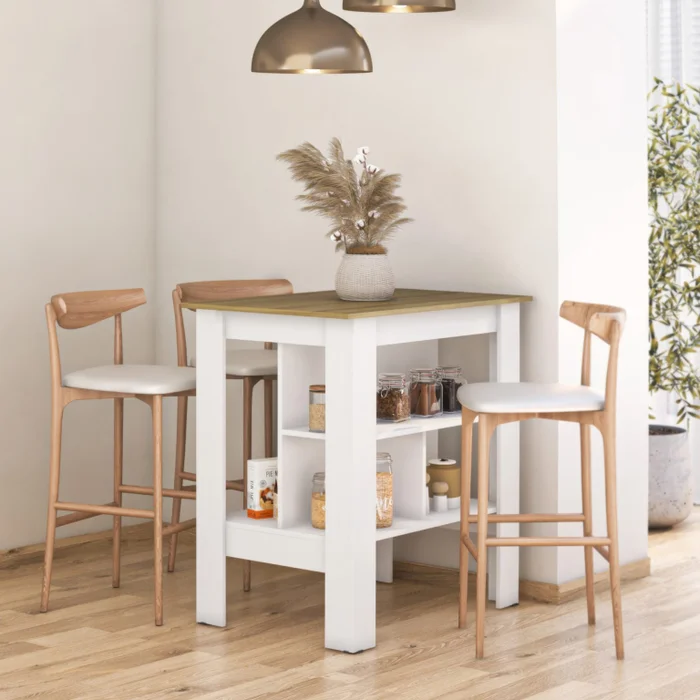 Desayunador Moderno Bajo Con Patas Y Estantes en Multicolor - Muebles, Uruguay | Soy Hogar, vista 2