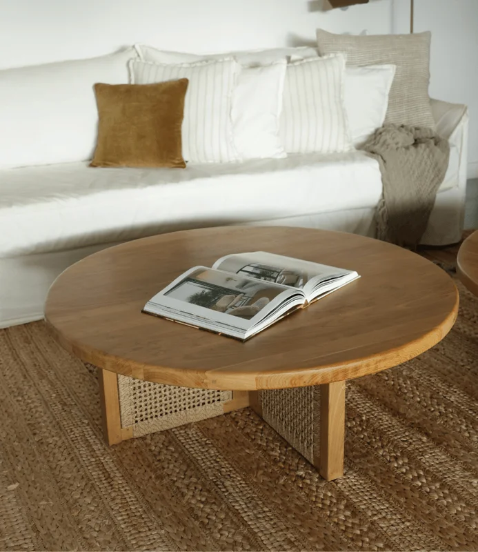 MESA LIVING REDONDA SALT RATTAN Y TEKA D120 en Madera natural - Mesas de living, Uruguay | Más Infinito Casa, vista 3
