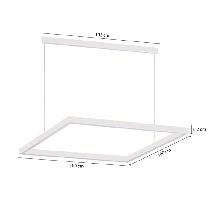 Colgante LED Cuadrado Zurich II 100 cm Blanco en Blanco - Lámparas colgantes, Uruguay | Serlux, vista 5