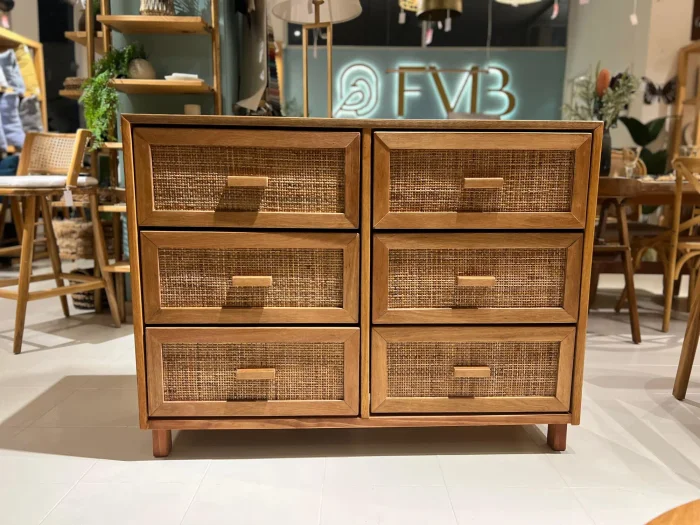 Comoda 6 cajones en Madera natural - Muebles para TV, Uruguay | FMB, vista 2