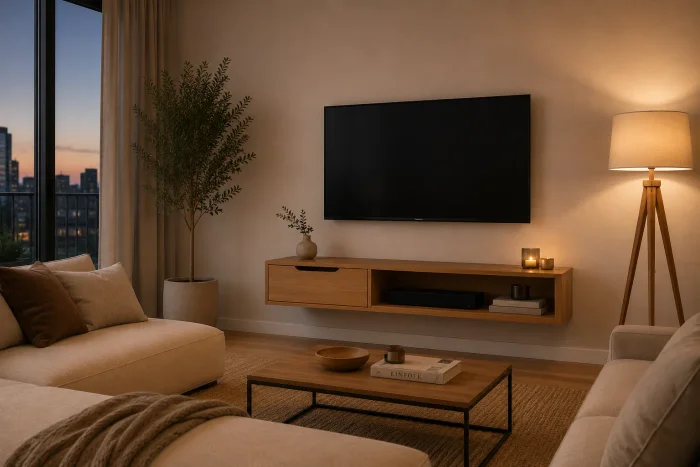 Rack Tucuma Flotante en Madera natural - Muebles para TV, Uruguay | Deluxe Home