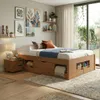 Cama Madera Maciza - 4 Cajones - Queen - Linea charme / Funcional - Amendoa en Marrón - Dormitorio, Uruguay | Rústico Hogar, vista 2 de 5