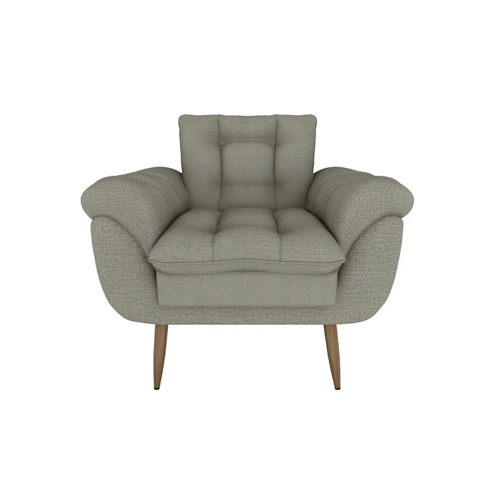 Butaca Poltrona Capitoneada Tapizada Tela Patas De Madera - Butacas, banquetas y puffs, Uruguay | Muebles Express