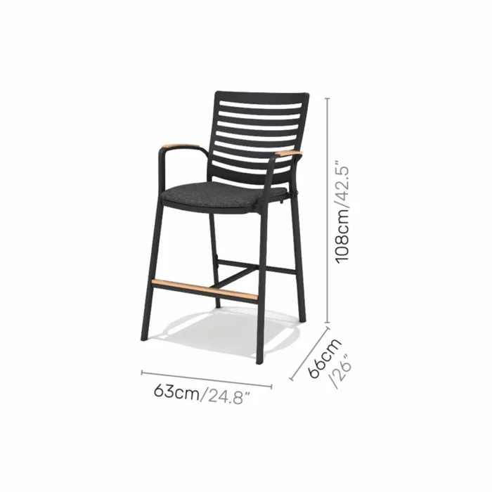 Silla de Bar - Portals - Negro en Gris - Muebles para el exterior, Uruguay | Rústico Hogar, vista 5