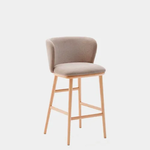 Taburete Ciselia chenilla - marrón y madera maciza fresno acabado tono natural 65cm en Marrón - Butacas, banquetas y puffs, Uruguay | Kavehome