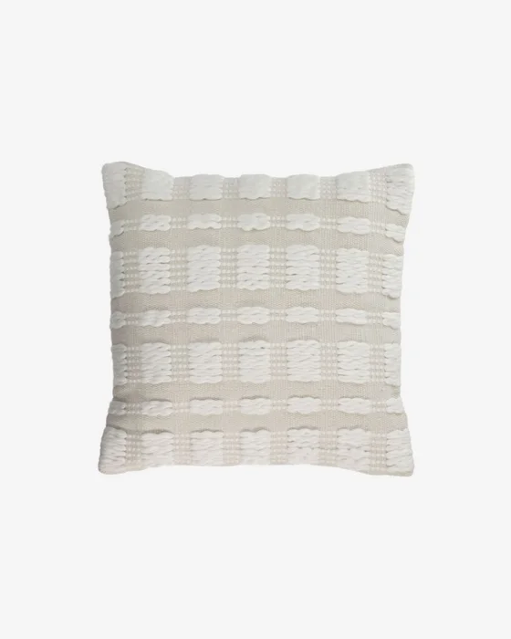 Almohadón Aima beige y blanco - 45 x 45 cm en Blanco - Textiles, Uruguay | Kavehome