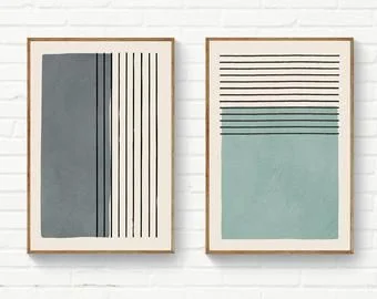 KIT 2 - Abstracto Celeste/Gris - 40 x 60 en Multicolor - Decoración de pared, Uruguay | Berna home, vista 2