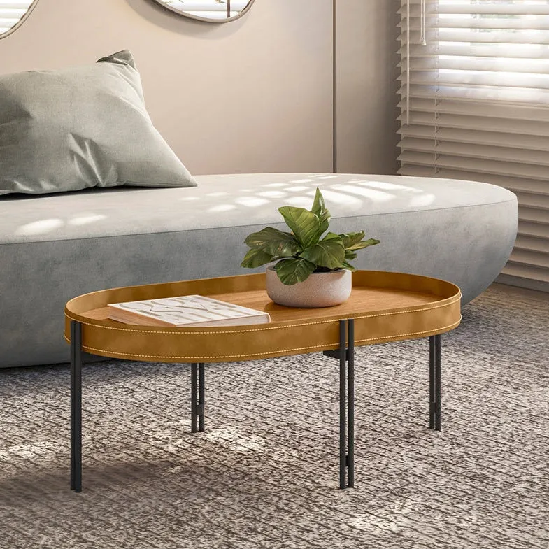 Mesa Ratona Monaco 93cm Cuero/MDF en Marrón - Mesas de living, Uruguay | Balton