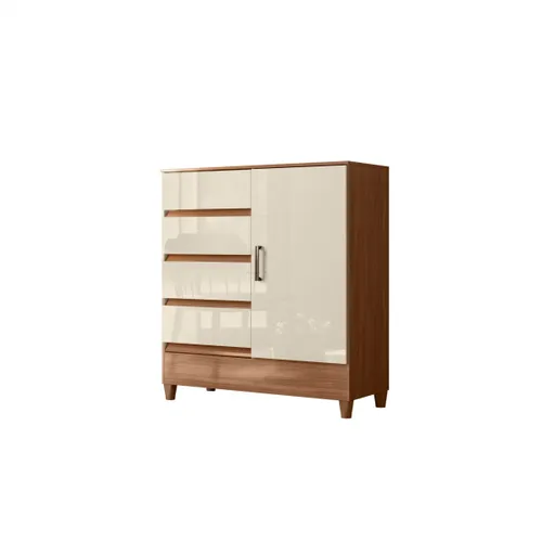 Comoda 1 puerta 4 cajones Terminacion Jequitiba Claro en Beige - Roperos y placares, Uruguay | Rústico Hogar