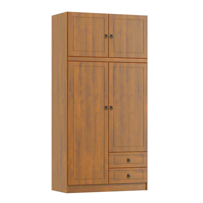 Ropero 4 puertas 2 cajones Linea Naturale en Madera natural - Roperos y placares, Uruguay | La Cueva Muebles