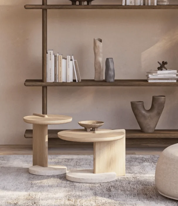 MESA LATERAL BAKERS ROBLE Y MARMOL D45XH52 en Madera natural - Mesas de arrimo, Uruguay | Masinfinito Casa, vista 3