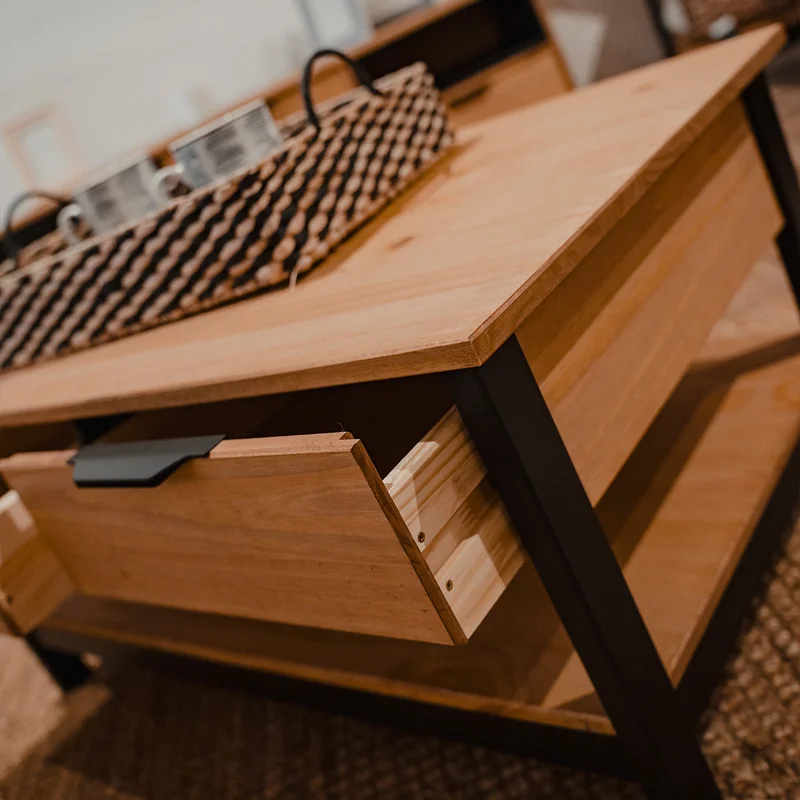 KIT Mesa De Living + Rack de TV Línea Denver en Madera natural - Muebles para TV, Uruguay | Ecowood, vista 4